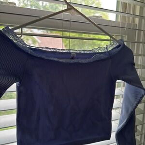 Urban Outfitters Blue Lace Trim Crop Top